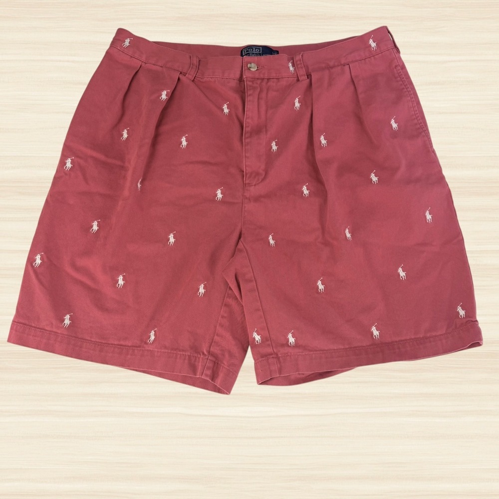 Polo Ralph Lauren Tyler Shorts Salmon Pink Pony Embroidered Chino Preppy Mens 38